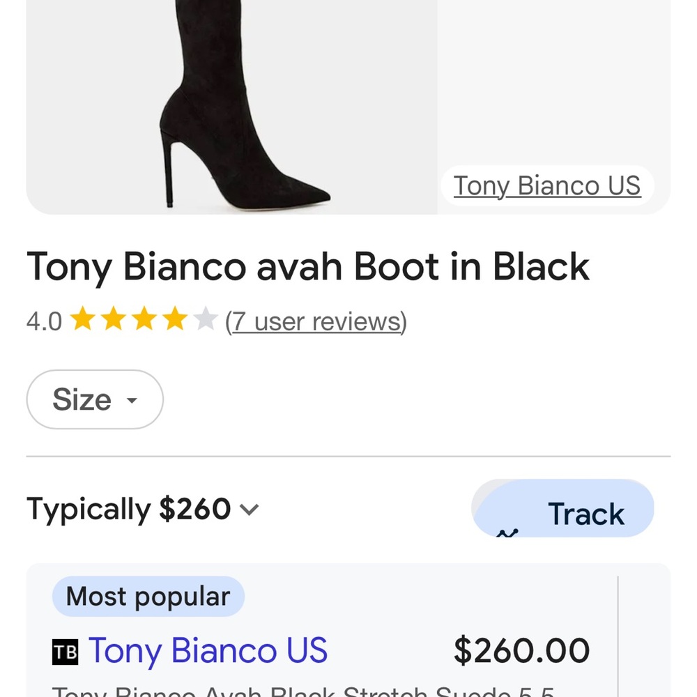Tony Bianco Black Heeled Boots - Picture 2 of 6